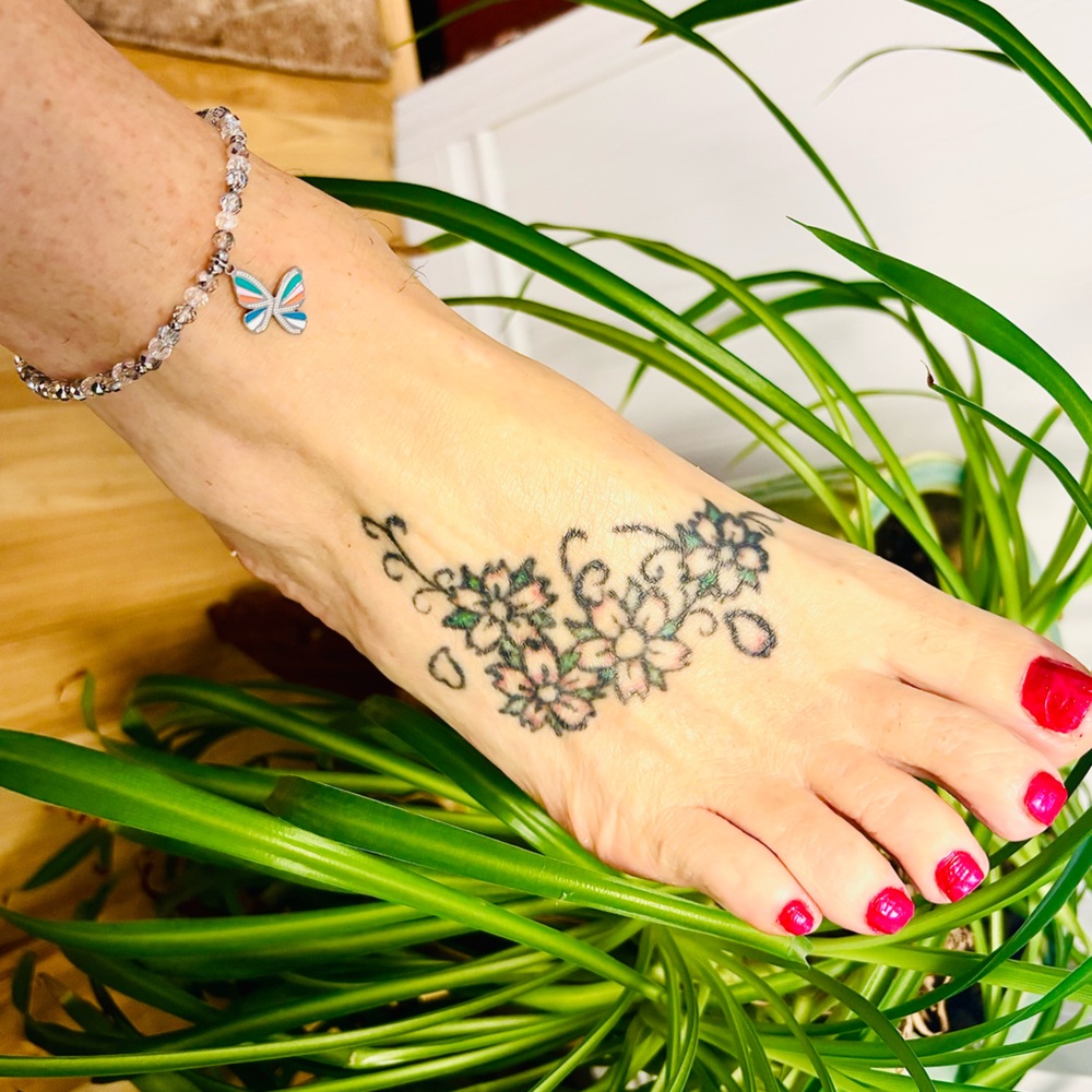 *ANKLET* S. Steel Silver Butterfly & Silver Crystal Stretchy Anklet - Picture 5 of 6